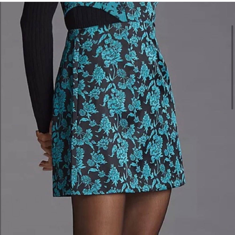 NWT Anthropologie Hutch Floral Jacquard Cut-Out Mini Dress Baroque Blue Black 6 - Picture 5 of 6